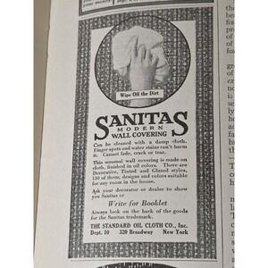 1916 Sanitas Modern Wall Covering Vintage Advertisement Wipe Off Dirt Oil Cloth